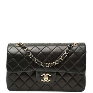 Chanel Coco Mark Matelassé 23 Double Flap Chain Shoulder Bag, Black Lambskin,...